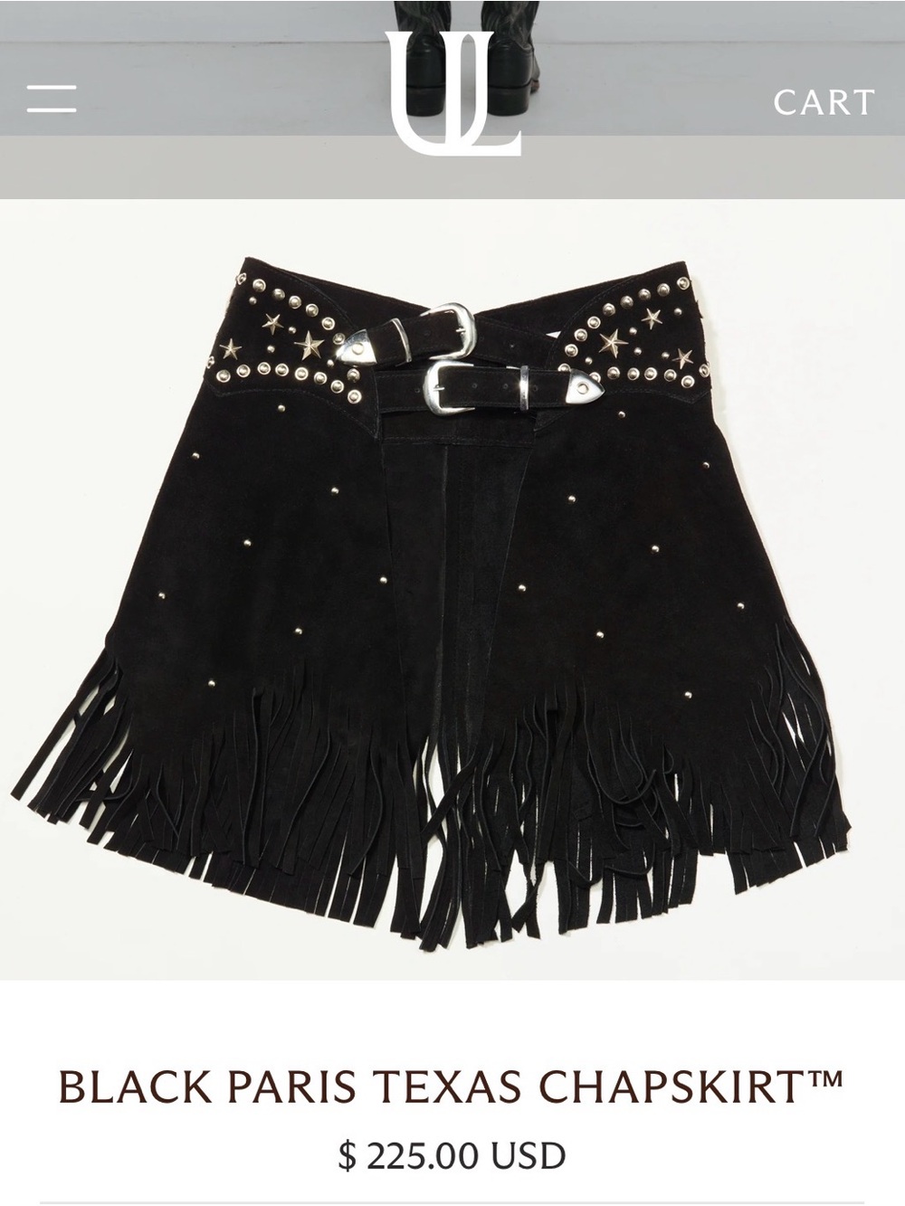 Paris Texas Black Studded Fringe Chap Skirt Belt - Picture 3 of 13